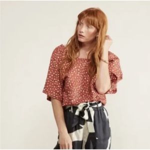 The Odells Alice Malmo Print Reversible Linen Blend Top Size M